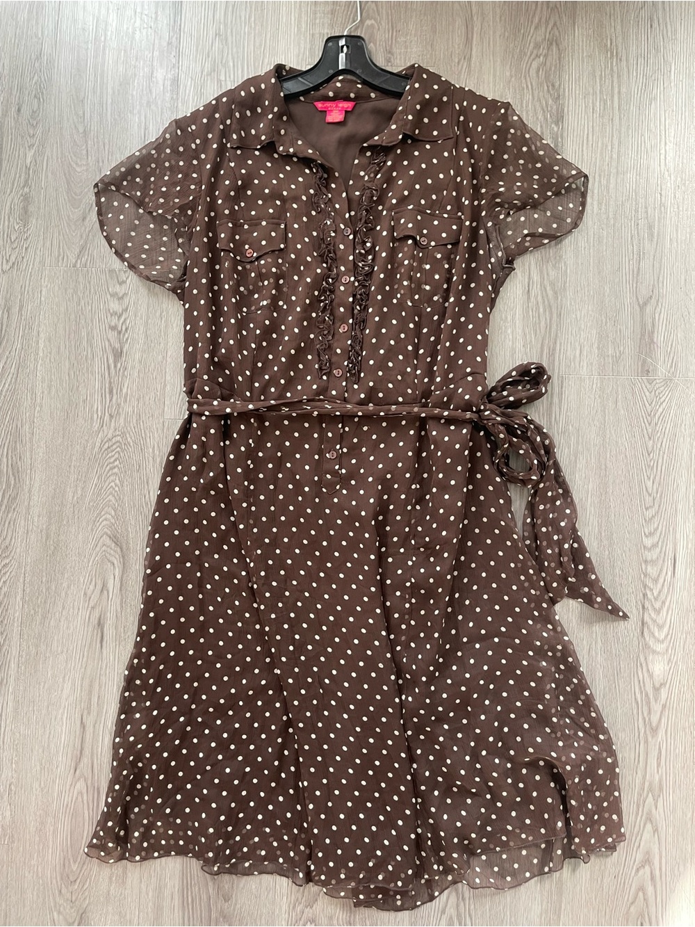 Vtg Y2K sunny leigh silk Polka dot dress